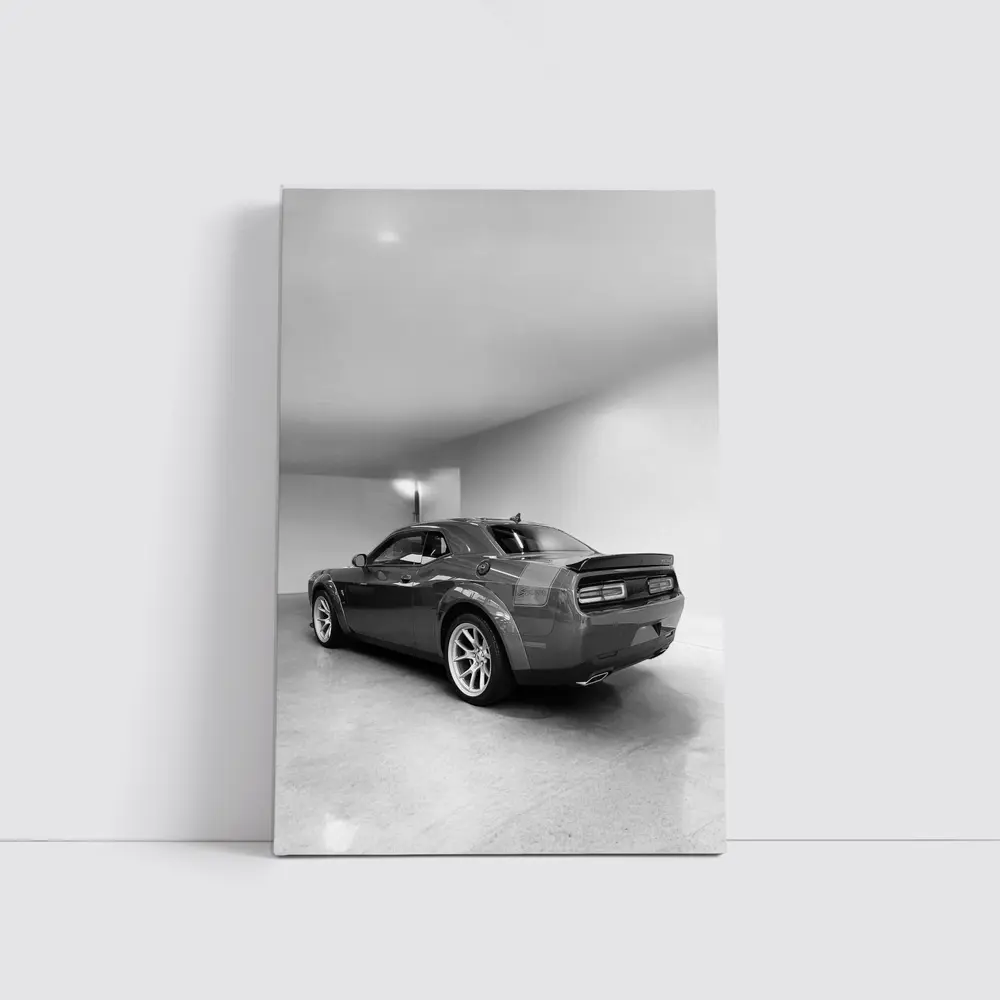 Dodge Challenger Gray Rear Garage Shot – Wall Art