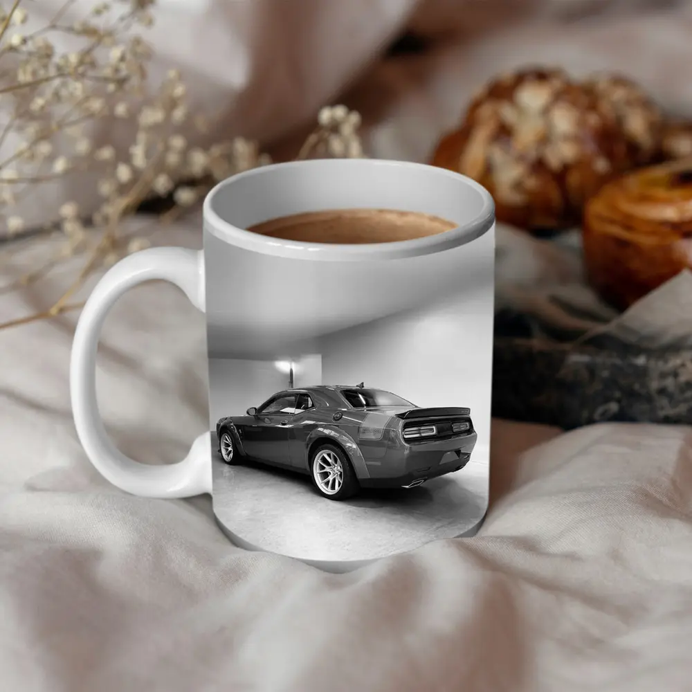 Dodge Challenger Gray Rear Garage Shot – Mugs