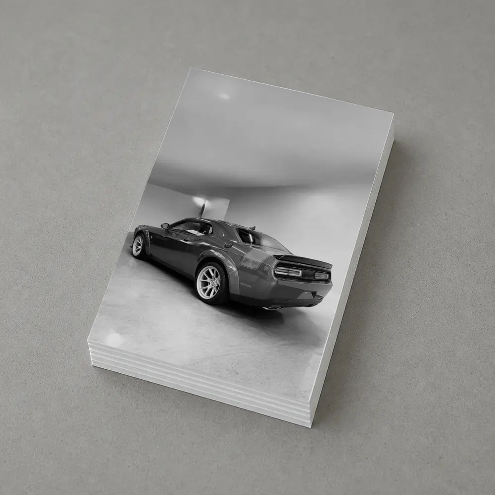 Dodge Challenger Gray Rear Garage Shot – Postcards