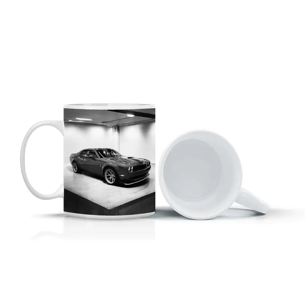 Dodge Challenger Gray Parked Indoor Garage – Mugs