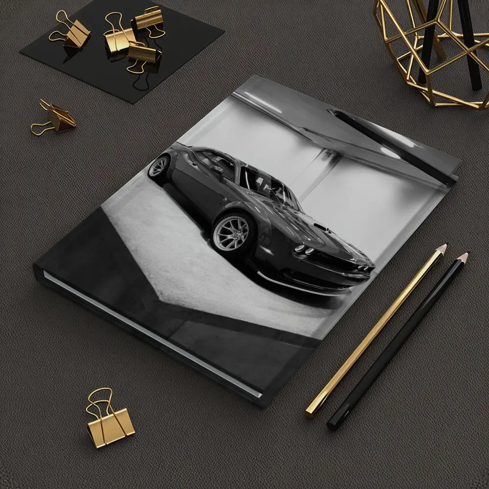 Dodge Challenger Gray Parked Indoor Garage – Notebooks