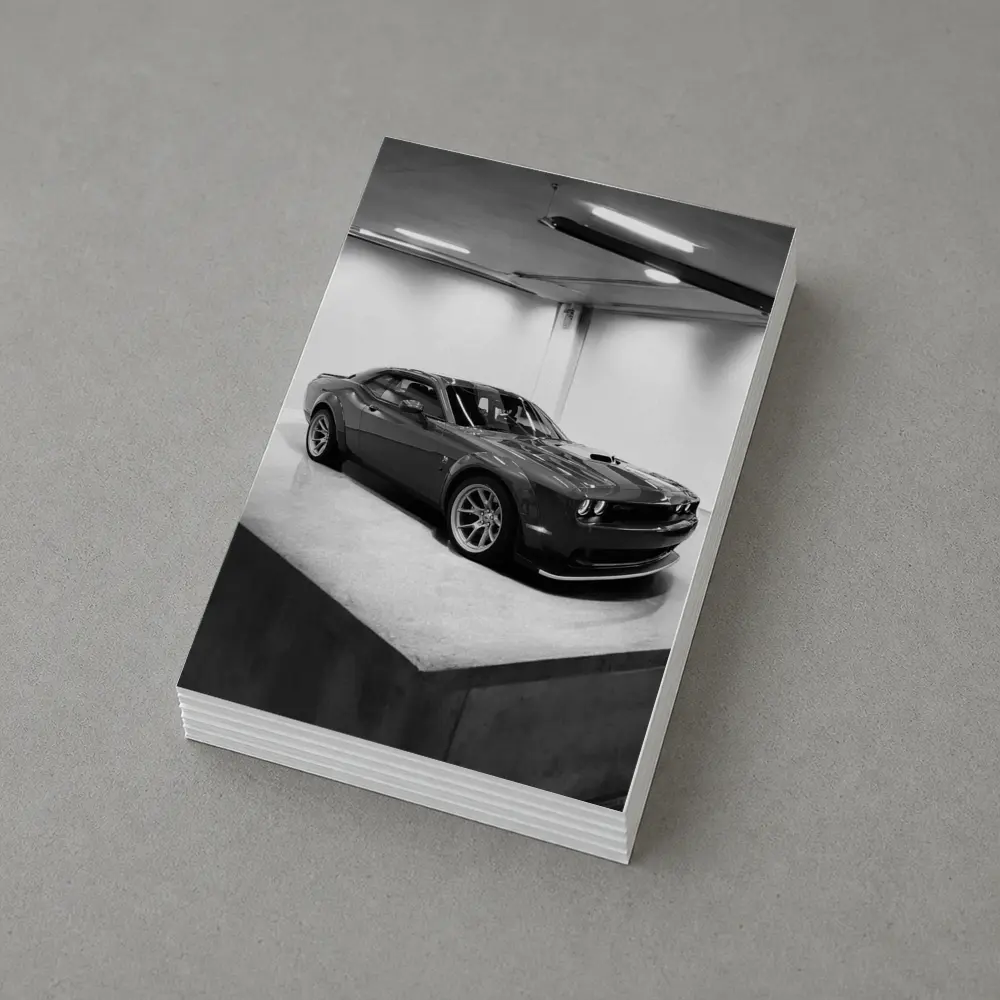 Dodge Challenger Gray Parked Indoor Garage – Postcards