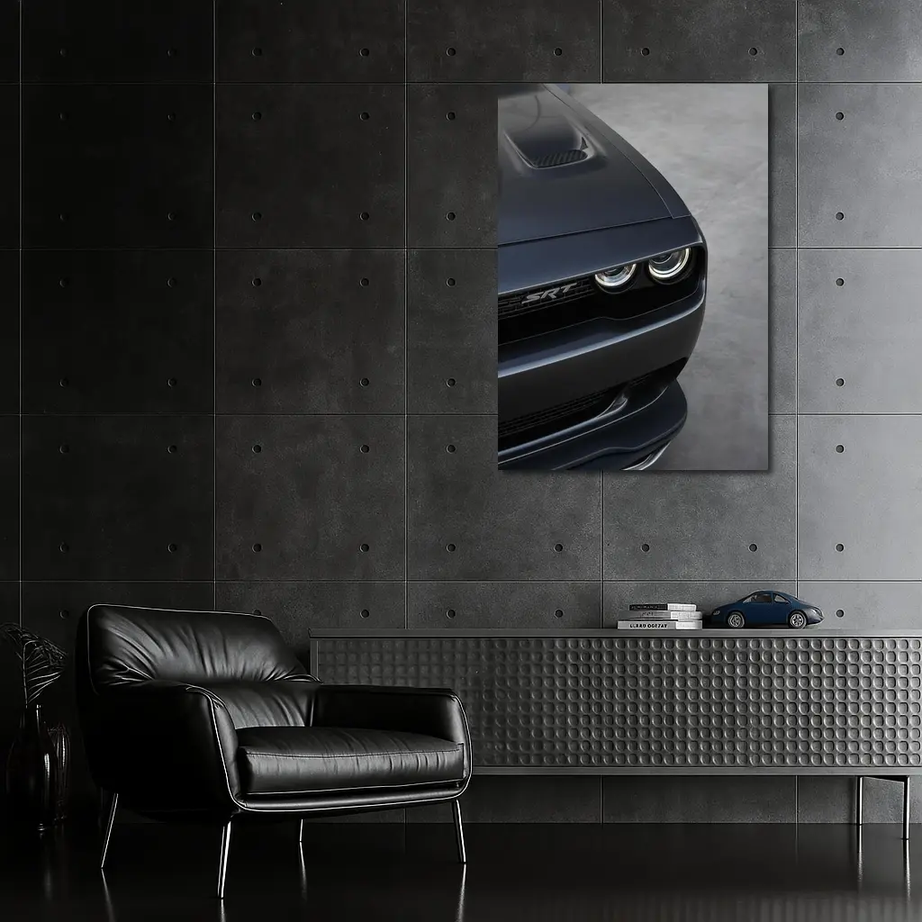 Dodge Challenger SRT Front Close Up Gray – Wall Art