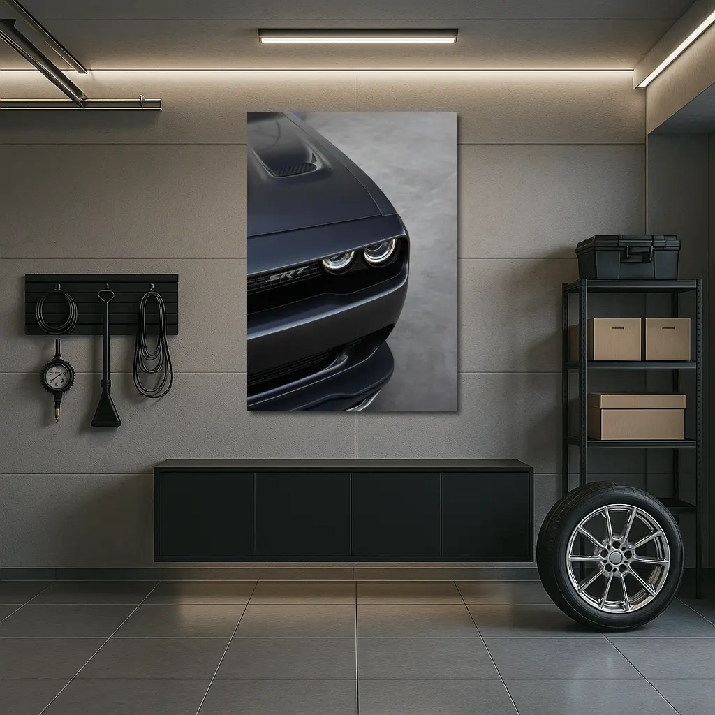 Dodge Challenger SRT Front Close Up Gray – Wall Art
