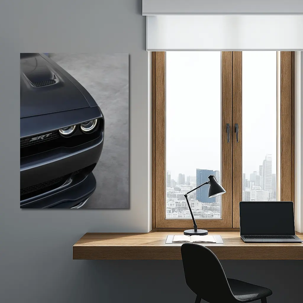 Dodge Challenger SRT Front Close Up Gray – Wall Art