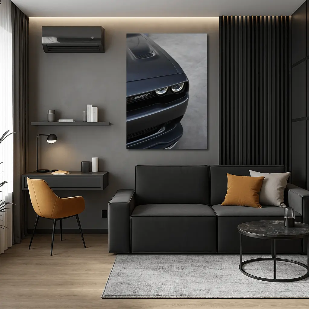 Dodge Challenger SRT Front Close Up Gray – Wall Art