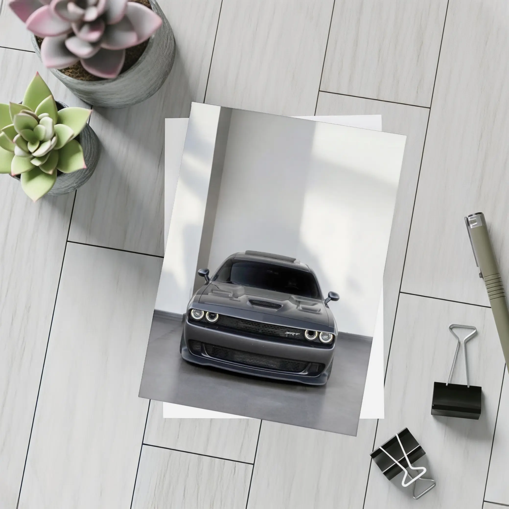 Dodge Challenger SRT Gray Indoor Parking – Postcards