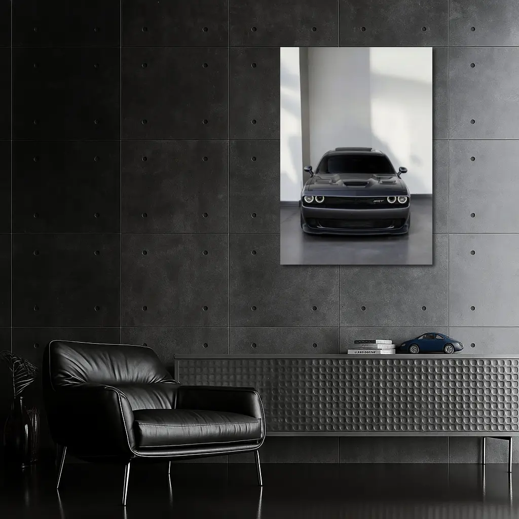 Dodge Challenger SRT Gray Indoor Parking – Wall Art