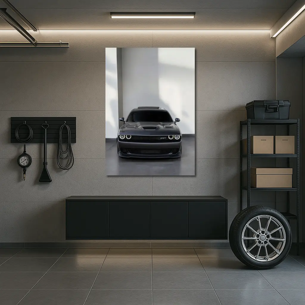 Dodge Challenger SRT Gray Indoor Parking – Wall Art
