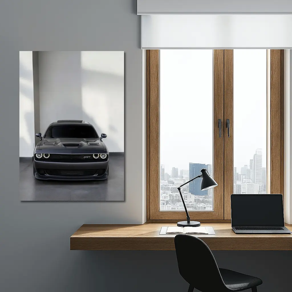 Dodge Challenger SRT Gray Indoor Parking – Wall Art