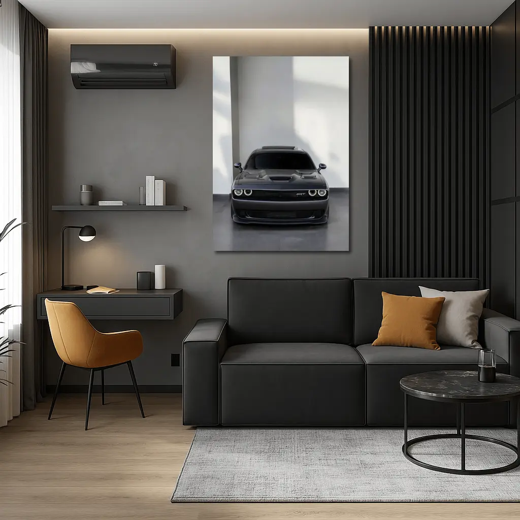 Dodge Challenger SRT Gray Indoor Parking – Wall Art