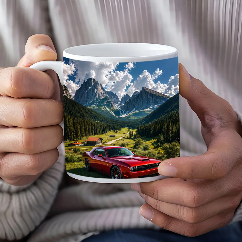 Dodge Challenger Red Muscle Car Mountain Valley – Mugs