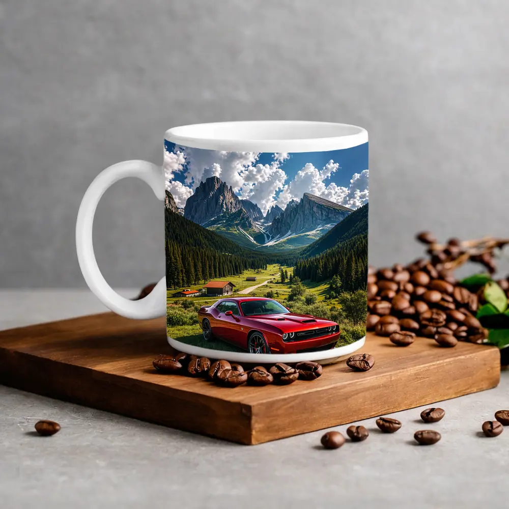 Dodge Challenger Red Muscle Car Mountain Valley – Mugs