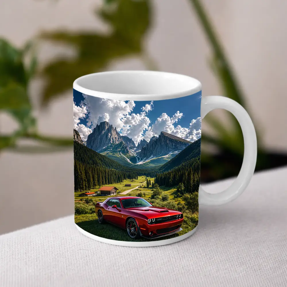 Dodge Challenger Red Muscle Car Mountain Valley – Mugs