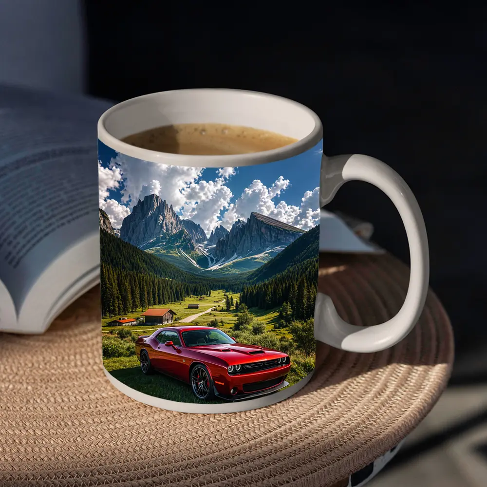 Dodge Challenger Red Muscle Car Mountain Valley – Mugs