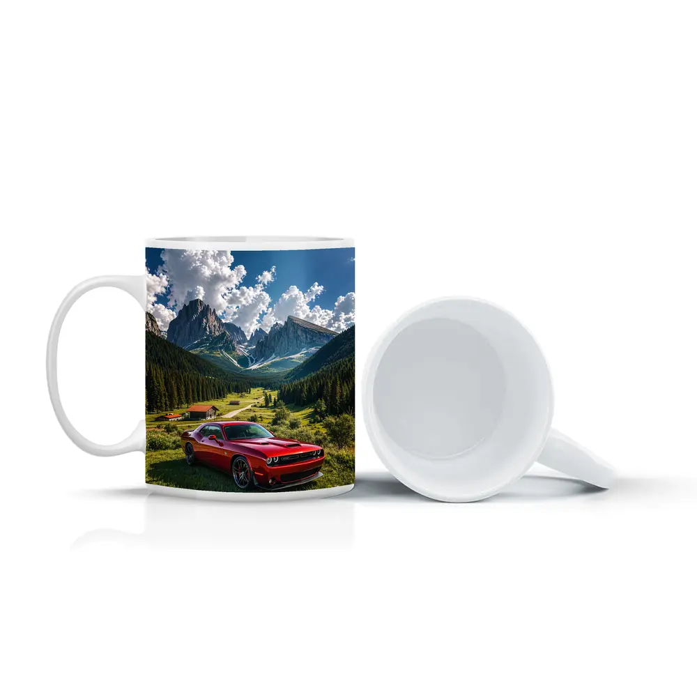 Dodge Challenger Red Muscle Car Mountain Valley – Mugs