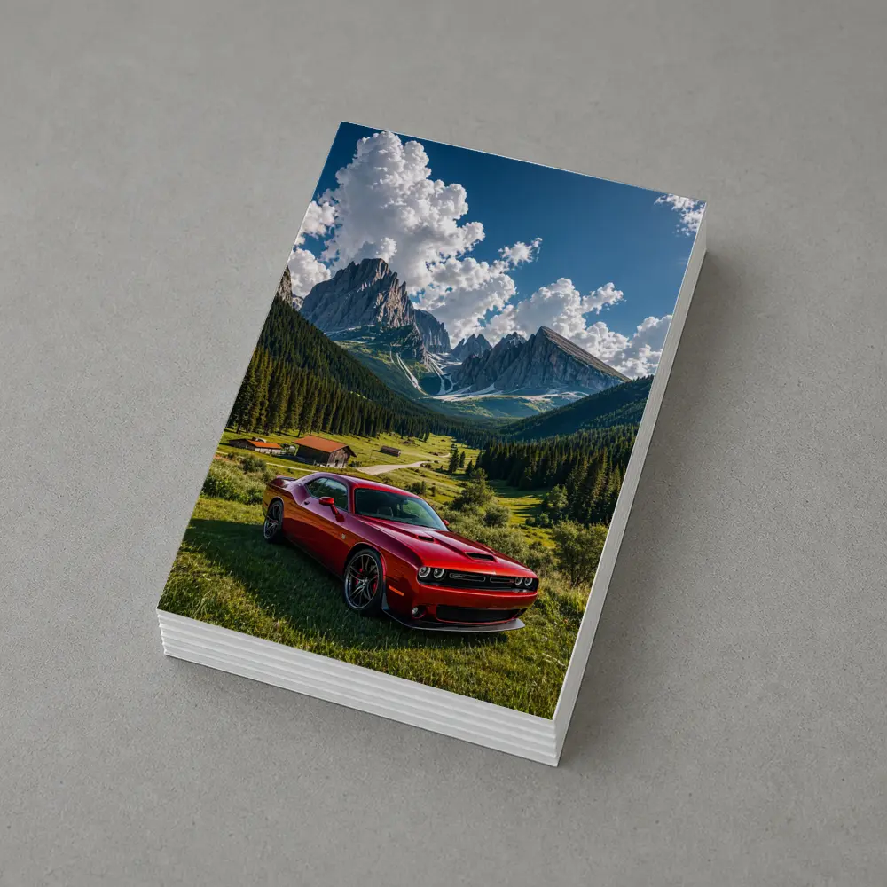 Dodge Challenger Red Muscle Car Mountain Valley – Postcards