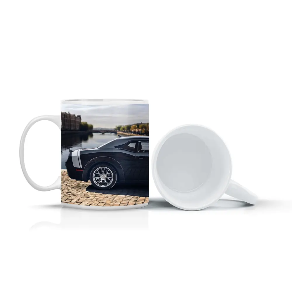 Dodge Challenger Black Muscle Car European City – Mugs
