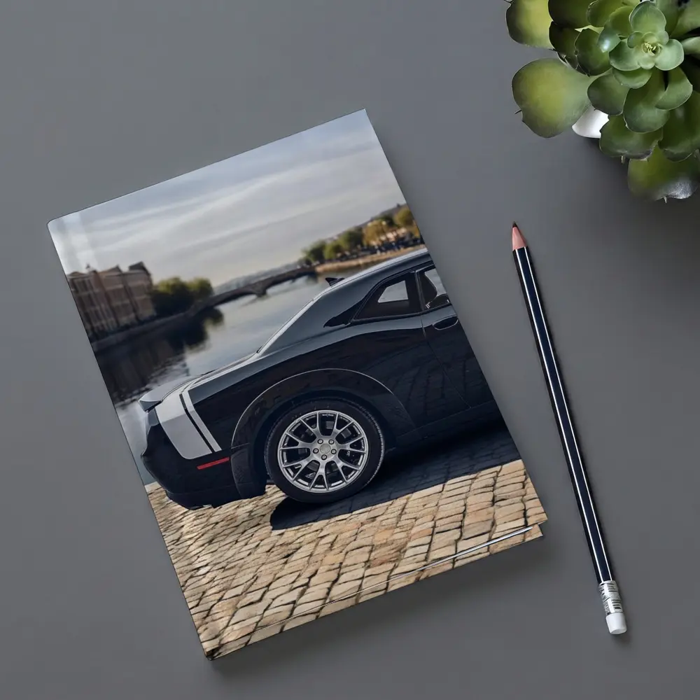 Dodge Challenger Black Muscle Car European City – Notebooks