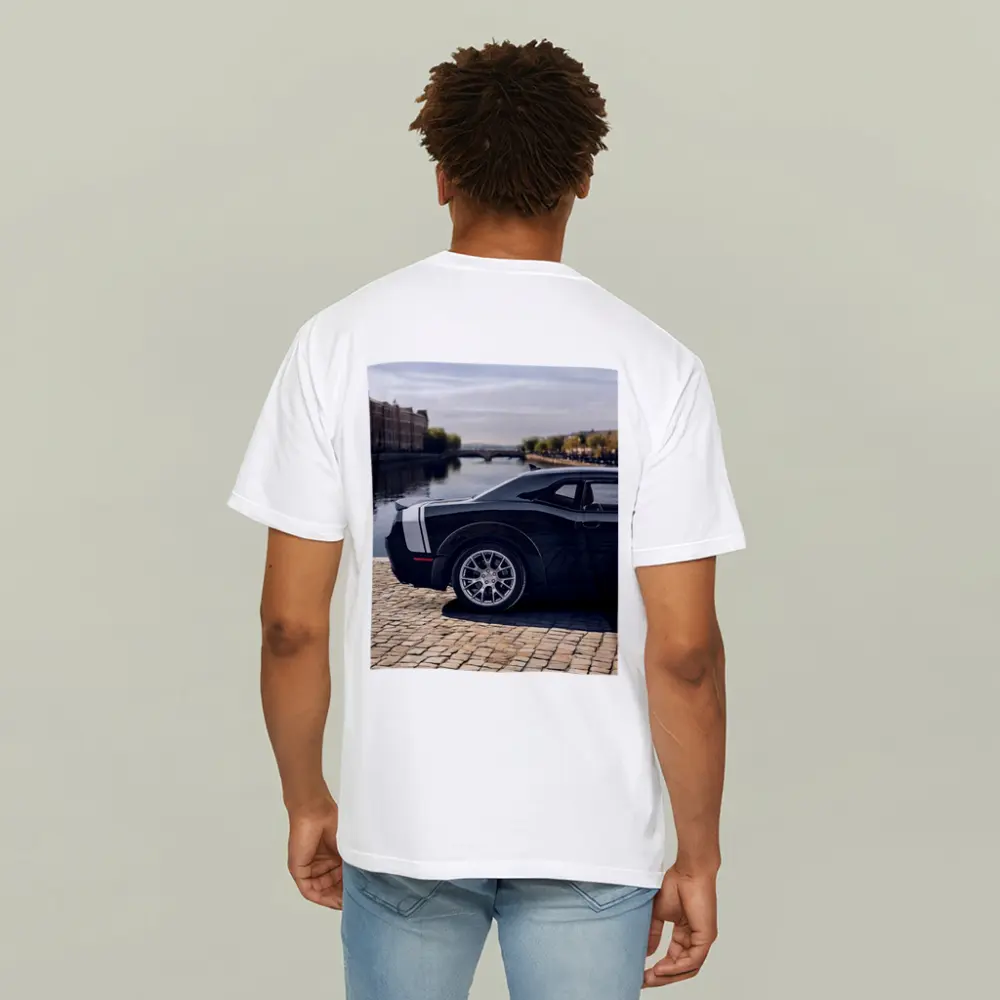 Dodge Challenger Black Muscle Car European City – T-Shirts