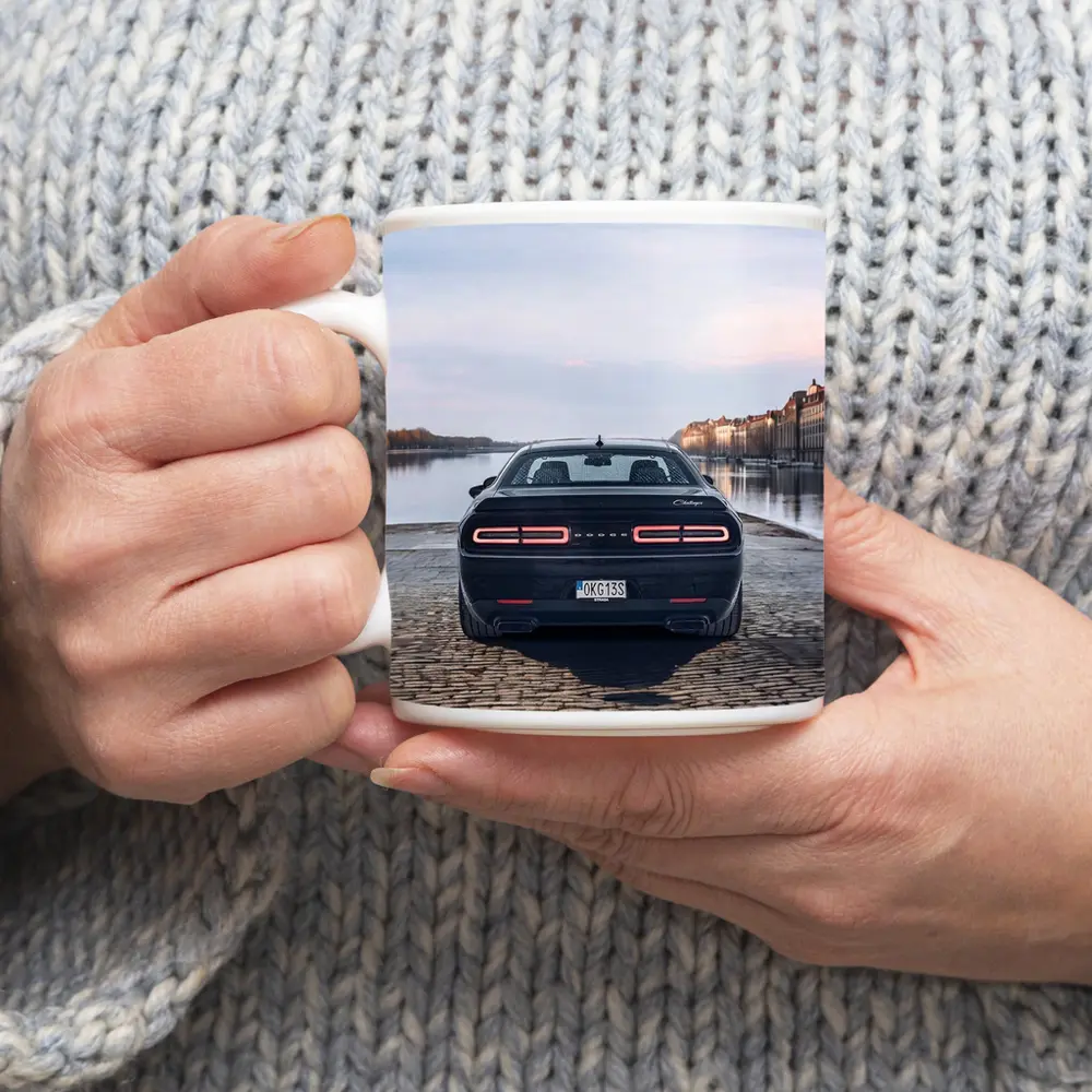 Dodge Challenger Rear View European Riverfront – Mugs
