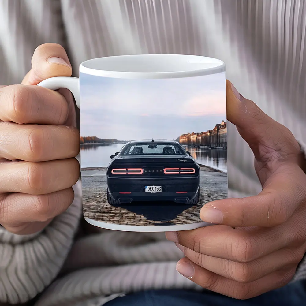 Dodge Challenger Rear View European Riverfront – Mugs