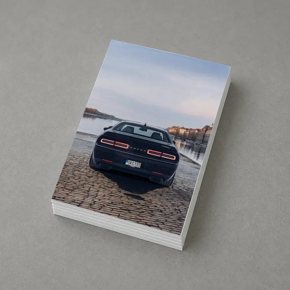Dodge Challenger Rear View European Riverfront – Postcards