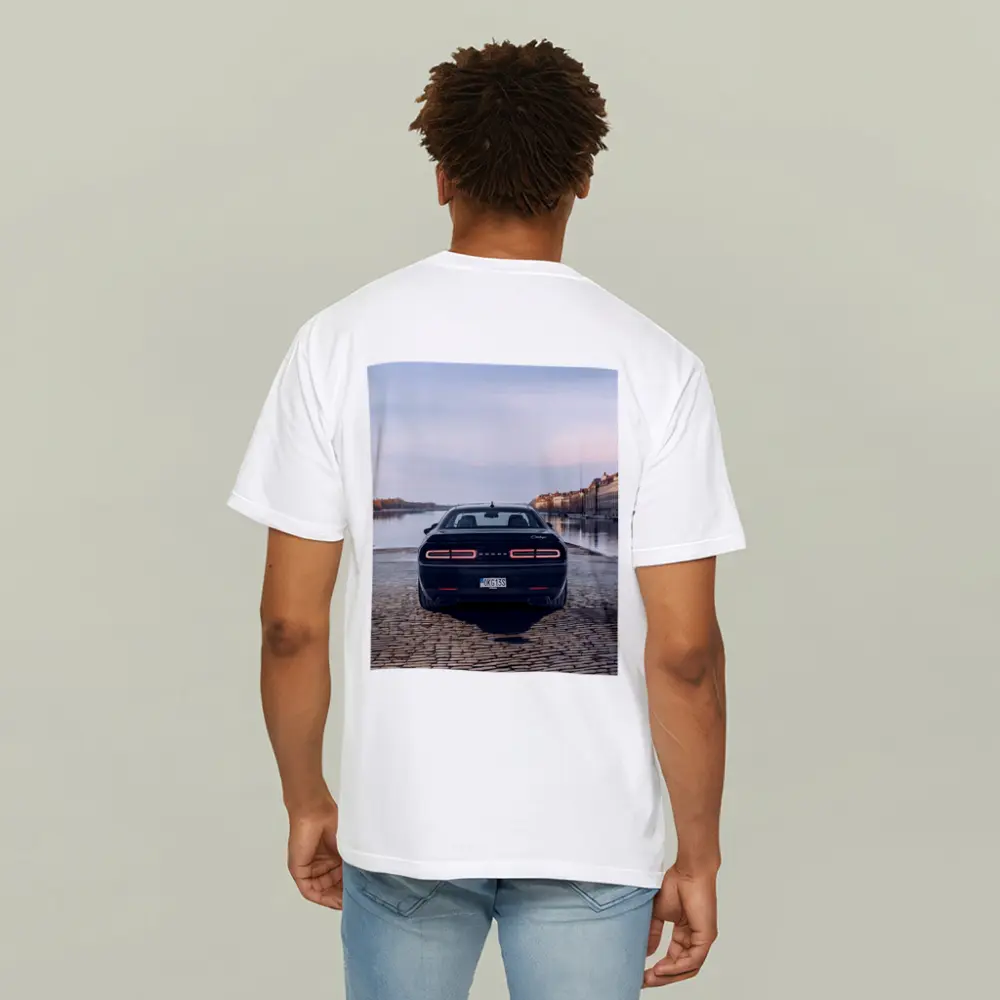 Dodge Challenger Rear View European Riverfront – T-Shirts