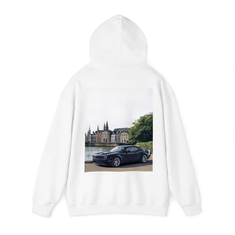 Dodge Challenger Black Muscle Car European City – Hoodies