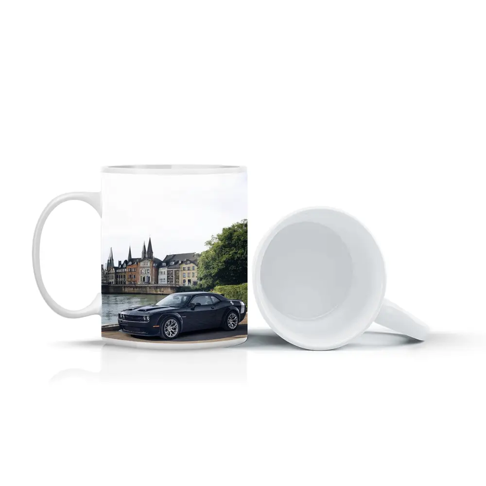 Dodge Challenger Black Muscle Car European City – Mugs