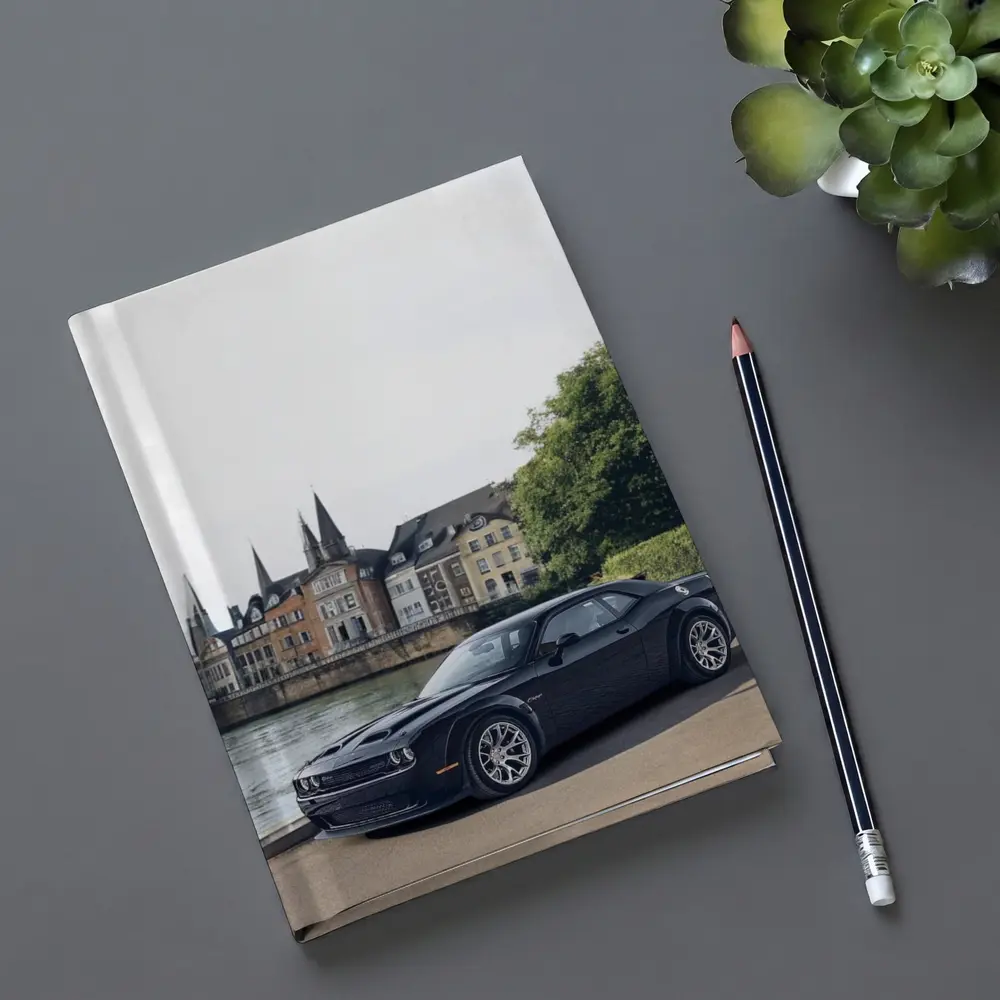 Dodge Challenger Black Muscle Car European City – Notebooks