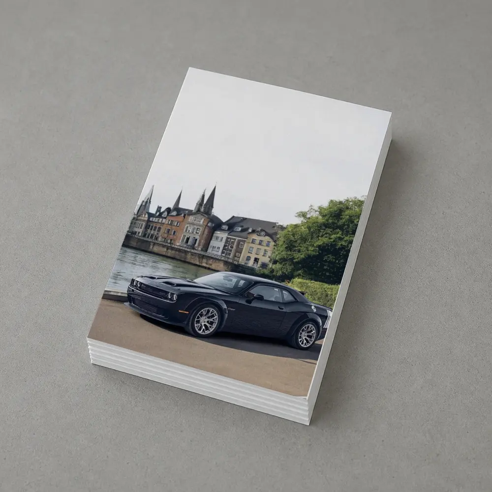 Dodge Challenger Black Muscle Car European City – Postcards