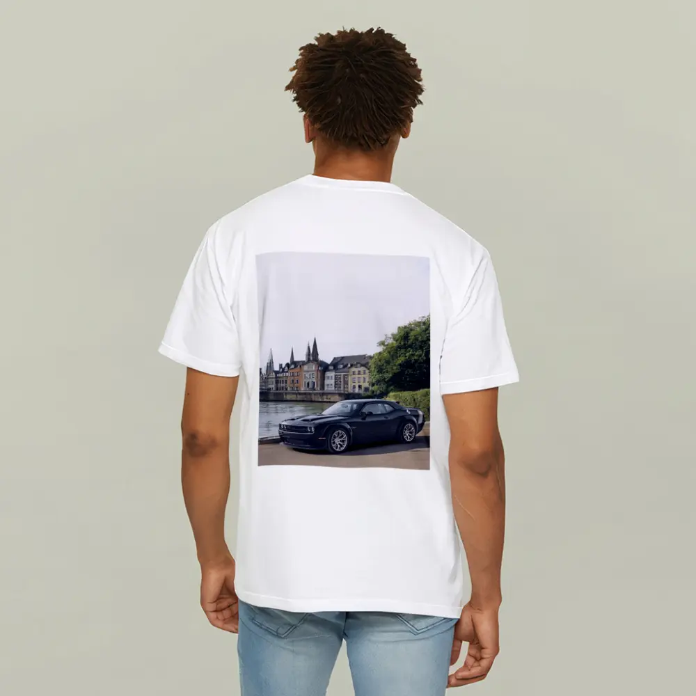 Dodge Challenger Black Muscle Car European City – T-Shirts