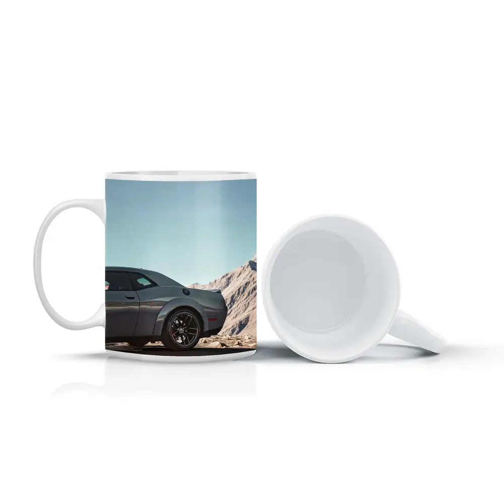 Dodge Challenger Gray Muscle Car Mountain Background – Mugs