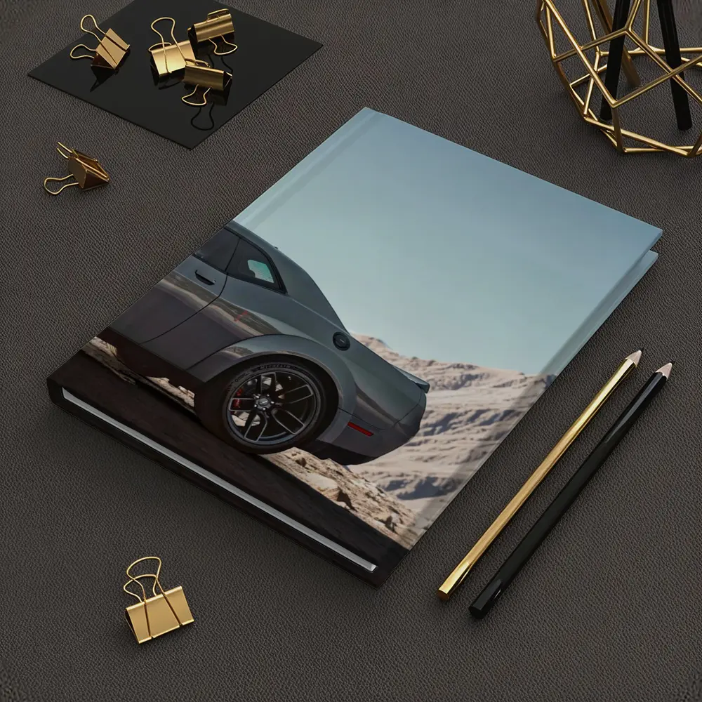 Dodge Challenger Gray Muscle Car Mountain Background – Notebooks