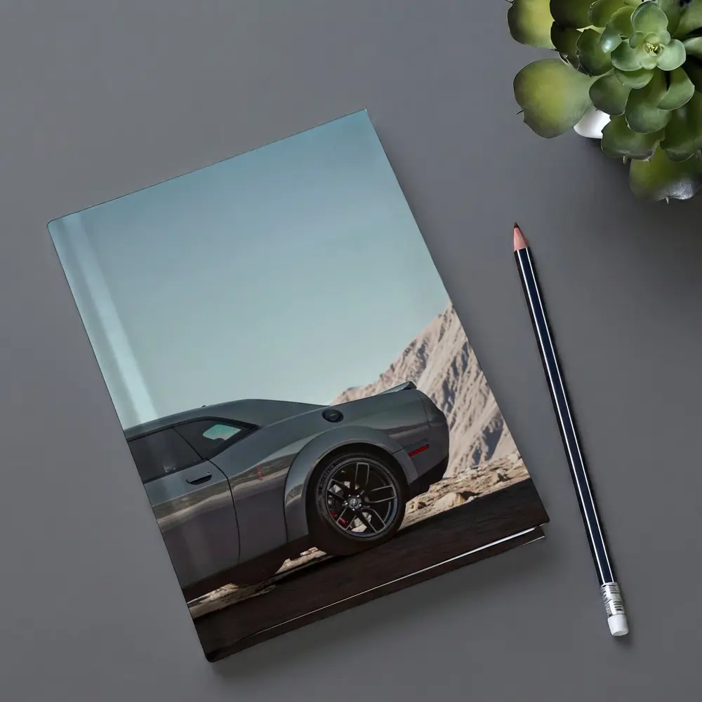 Dodge Challenger Gray Muscle Car Mountain Background – Notebooks