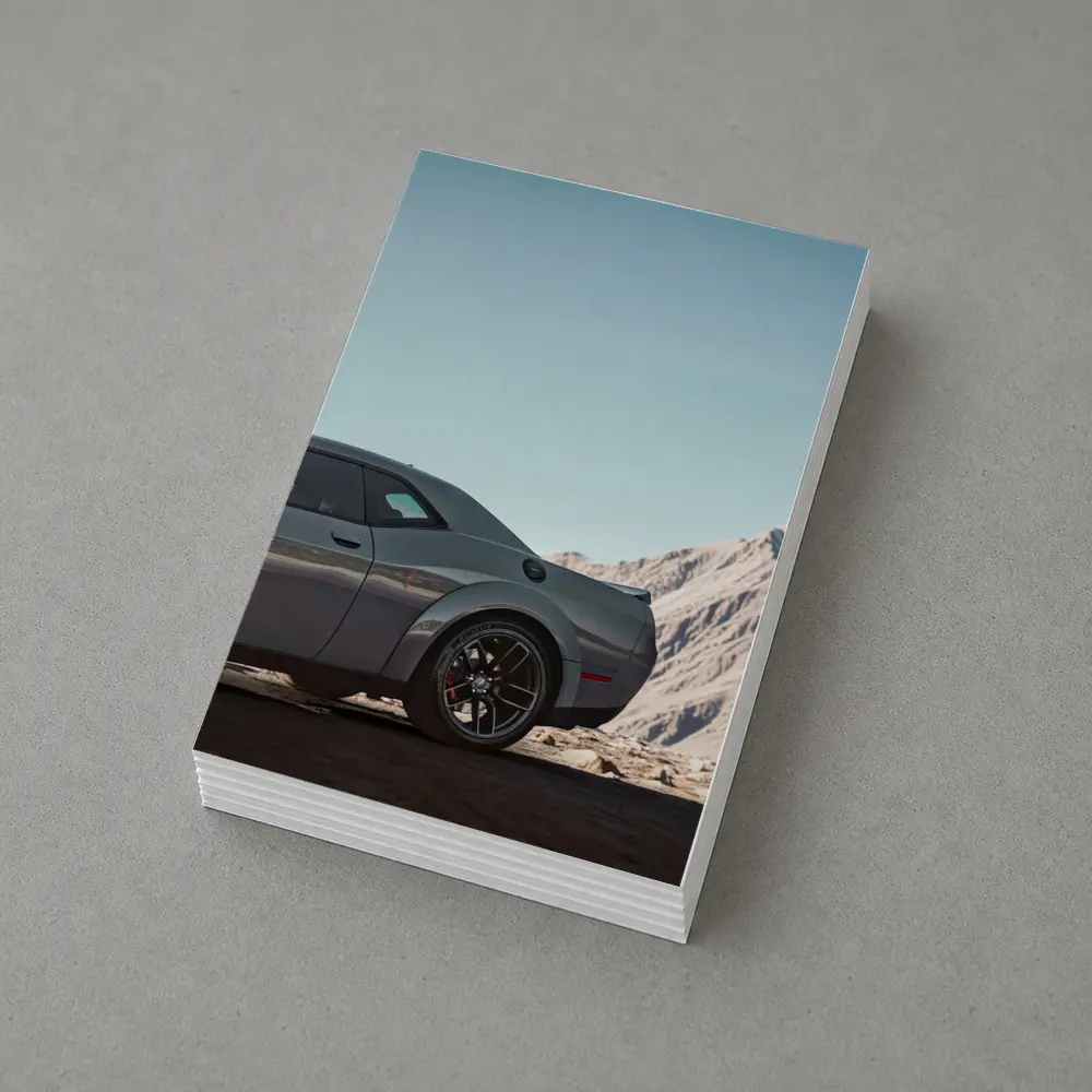 Dodge Challenger Gray Muscle Car Mountain Background – Postcards
