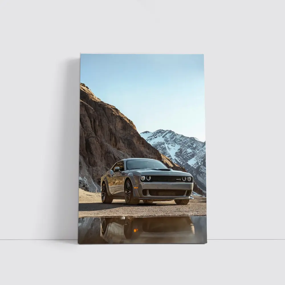 Dodge Challenger SRT Mountain Snowy Backdrop – Wall Art