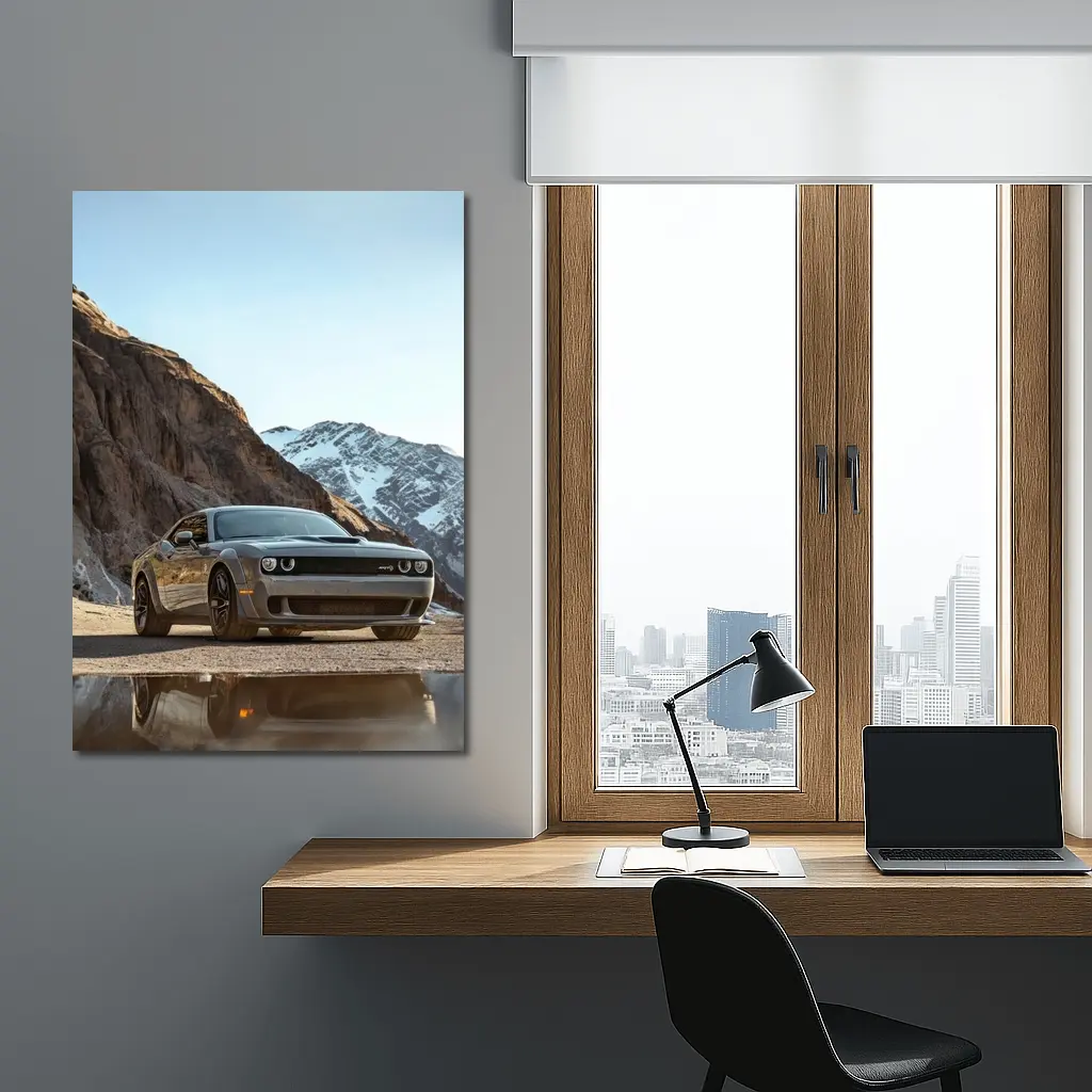 Dodge Challenger SRT Mountain Snowy Backdrop – Wall Art