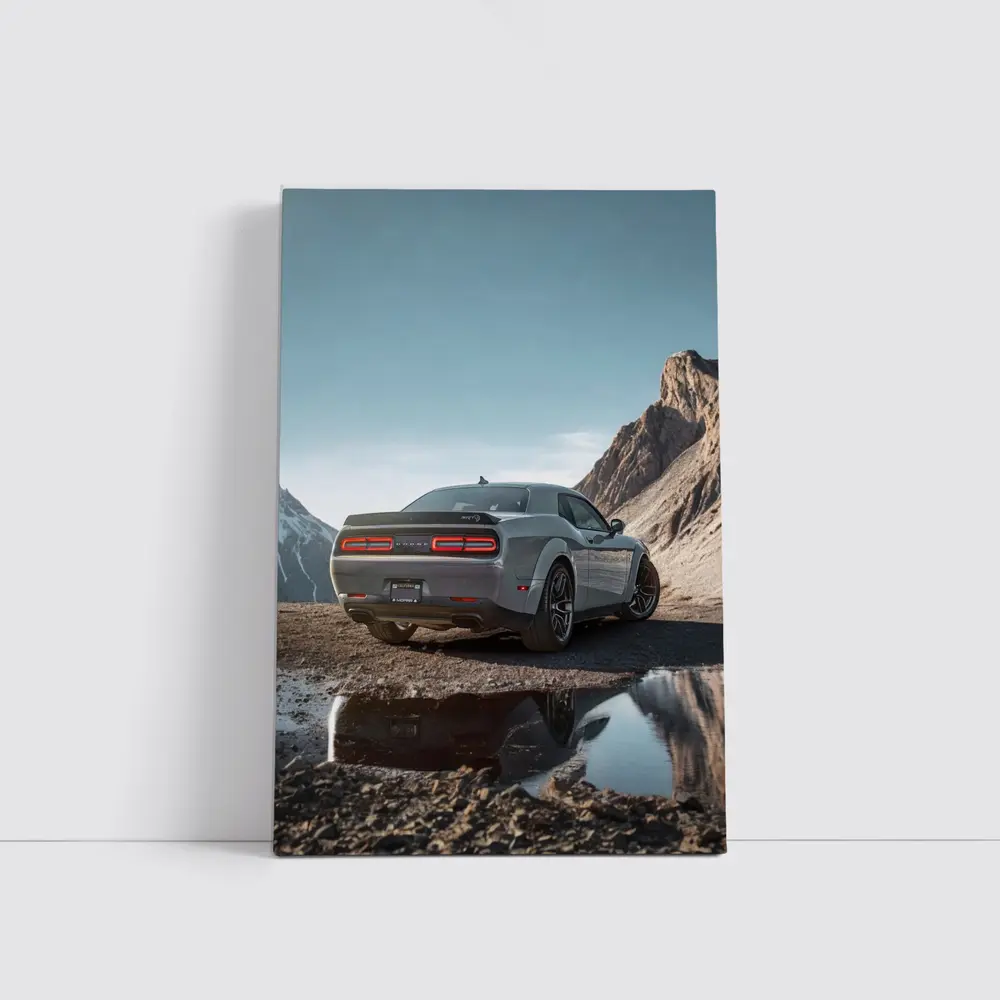 Dodge Challenger Hellcat Mountain Rocky Landscape – Wall Art