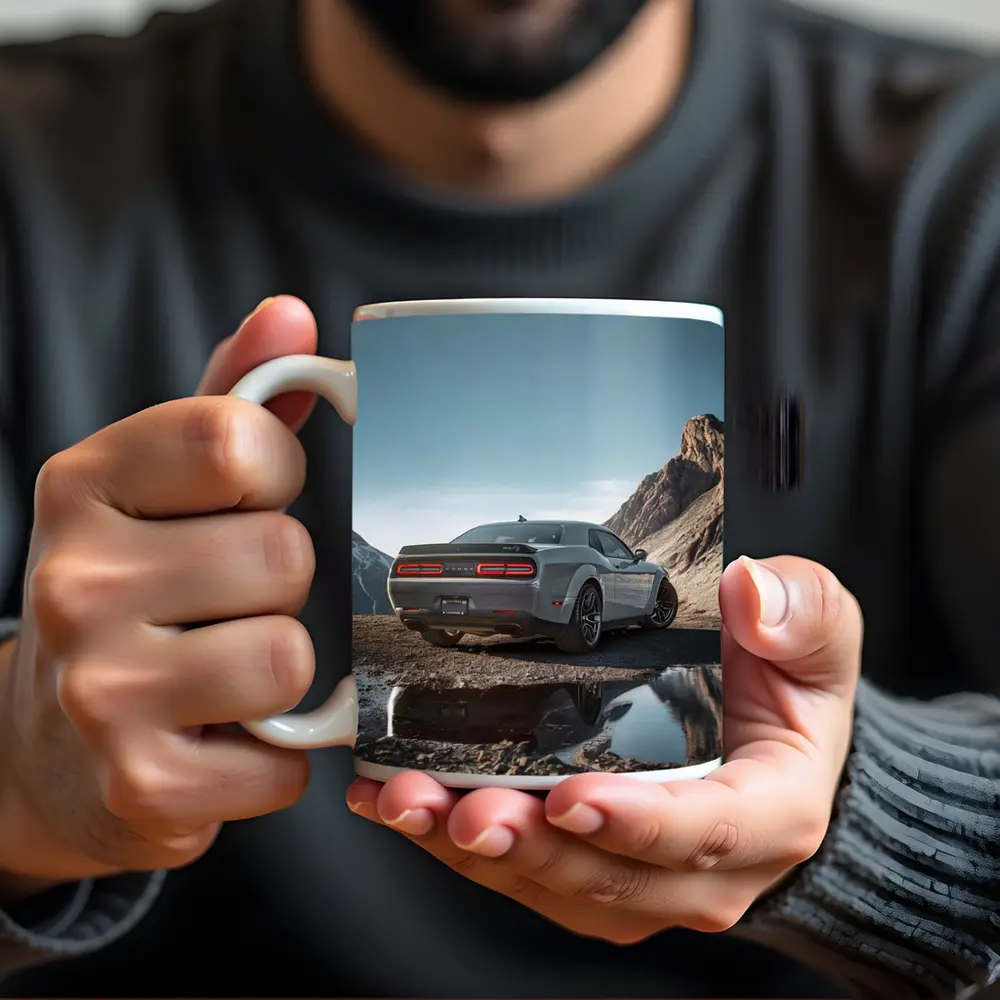 Dodge Challenger Hellcat Mountain Rocky Landscape – Mugs