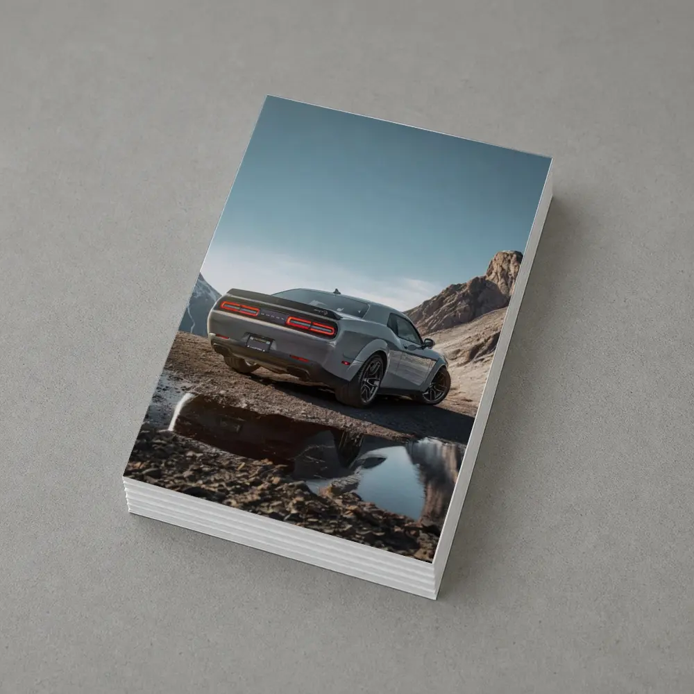 Dodge Challenger Hellcat Mountain Rocky Landscape – Postcards