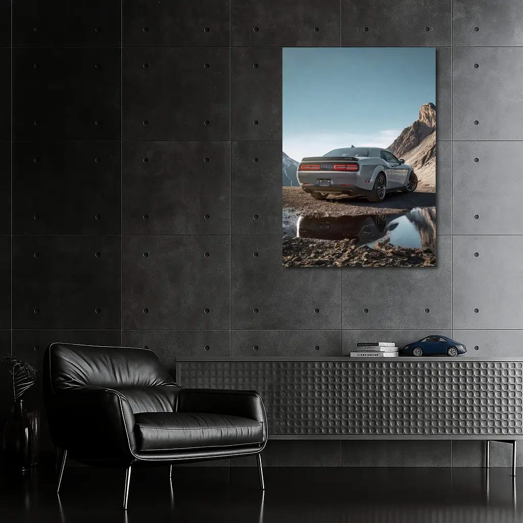 Dodge Challenger Hellcat Mountain Rocky Landscape – Wall Art