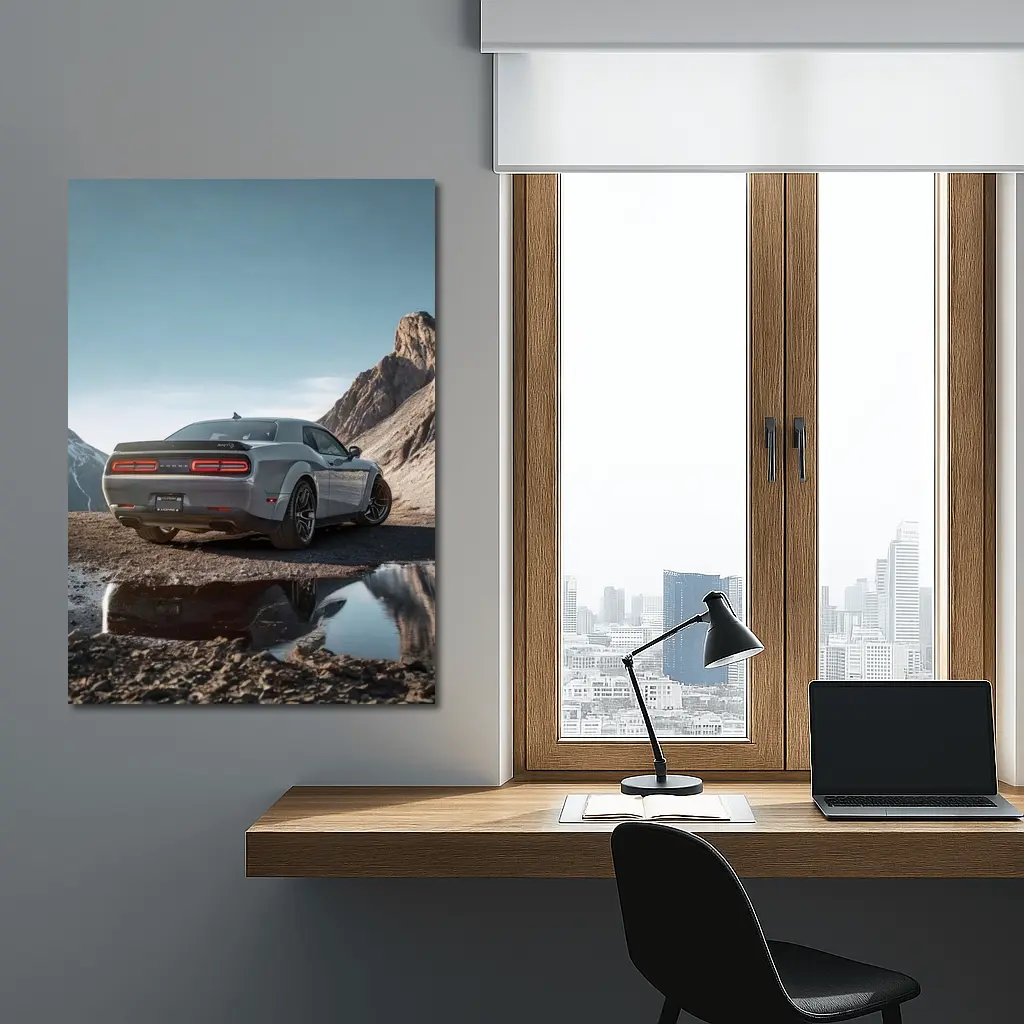 Dodge Challenger Hellcat Mountain Rocky Landscape – Wall Art
