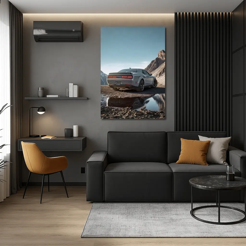 Dodge Challenger Hellcat Mountain Rocky Landscape – Wall Art