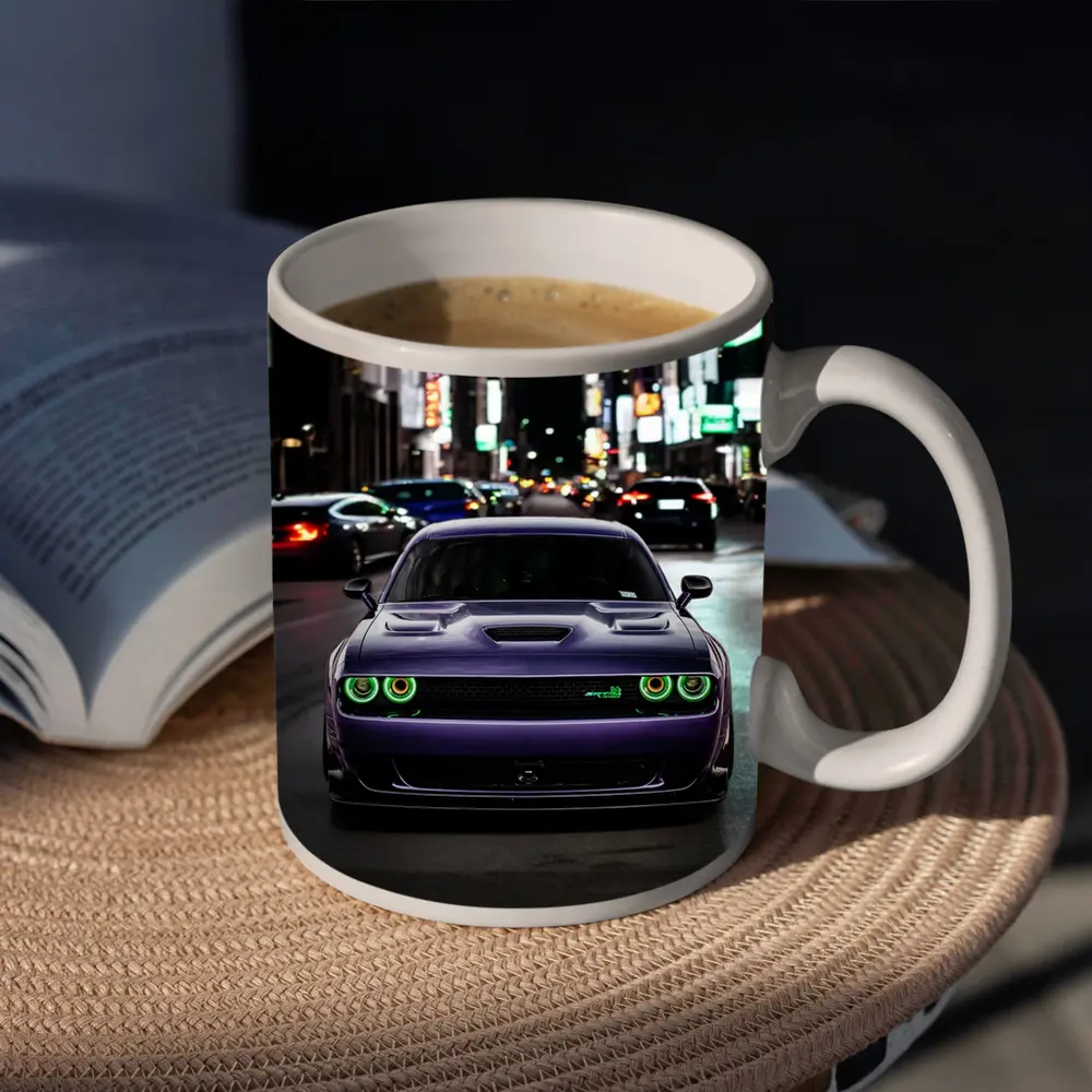 Dodge Challenger SRT Purple Night City Street – Mugs