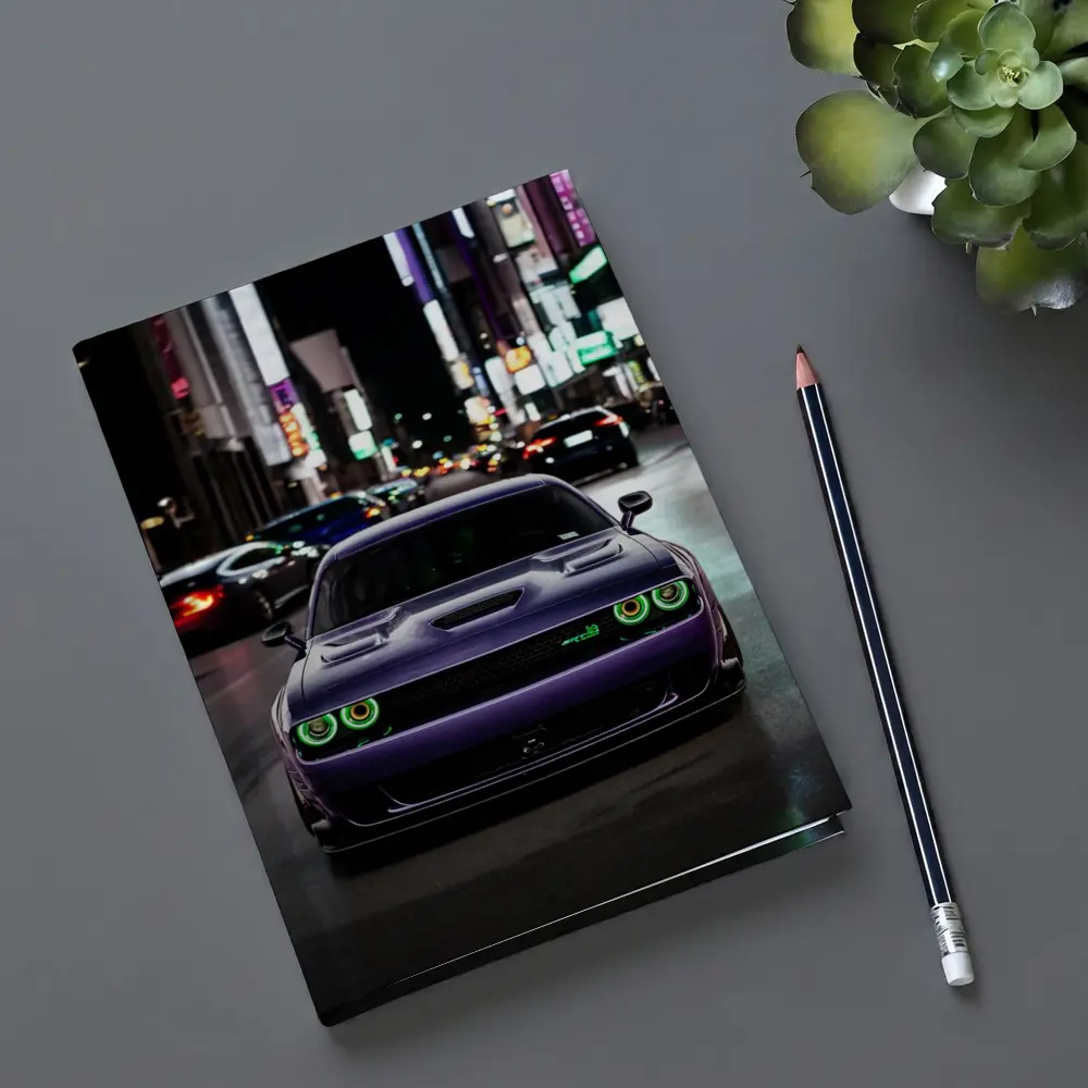 Dodge Challenger SRT Purple Night City Street – Notebooks