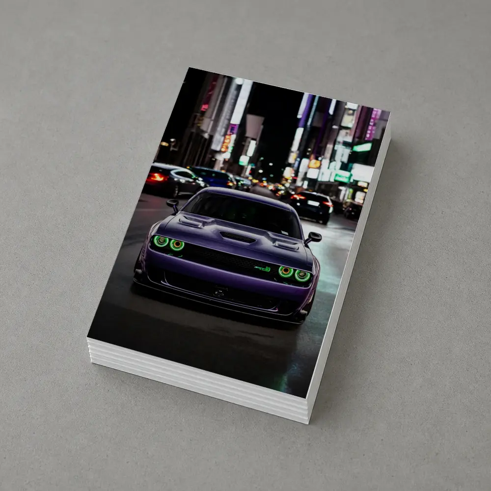 Dodge Challenger SRT Purple Night City Street – Postcards