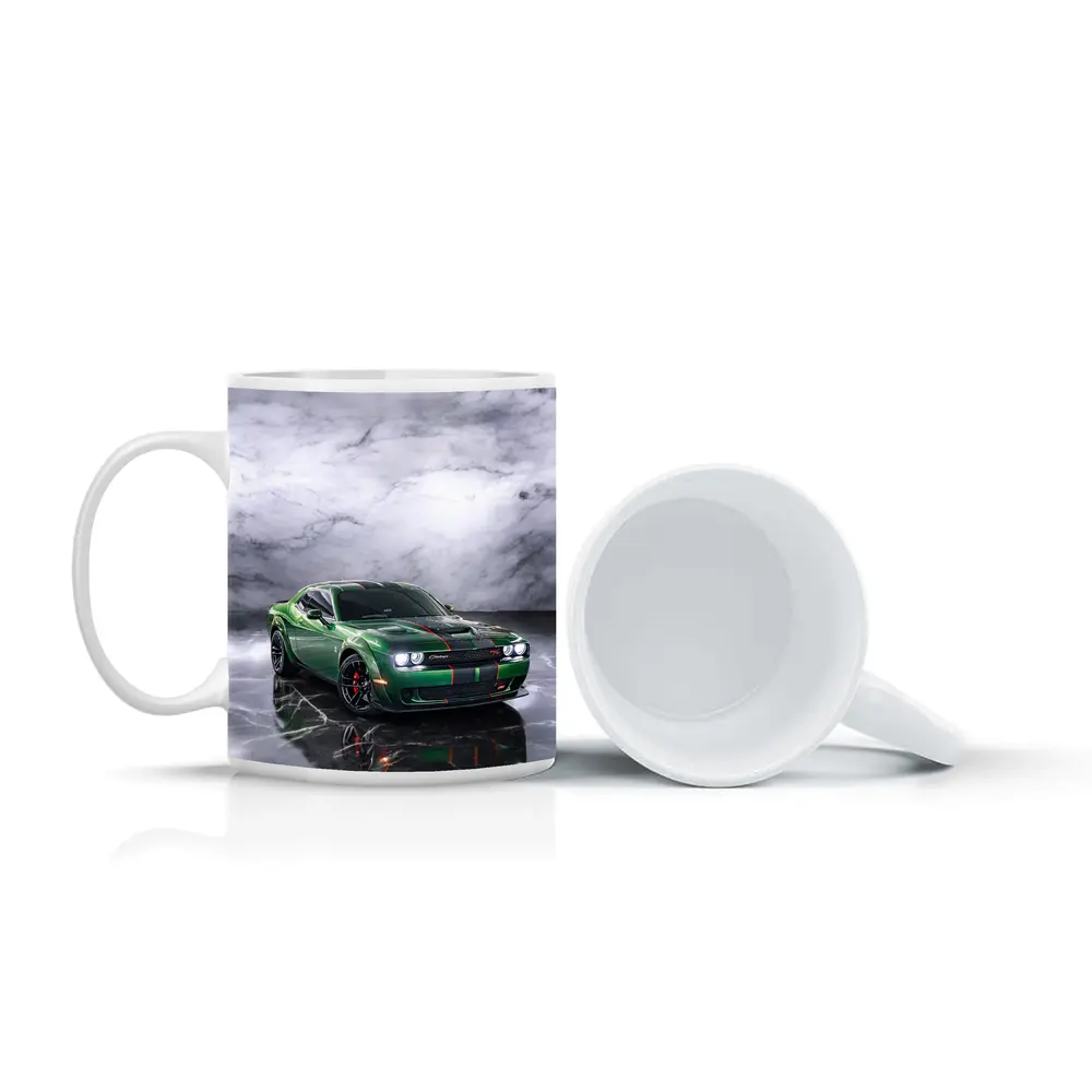 Dodge Challenger Green Muscle Car Marble Background – Mugs