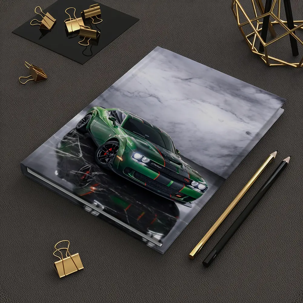 Dodge Challenger Green Muscle Car Marble Background – Notebooks